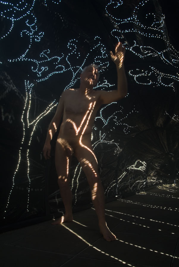 nterior of Carbon Obscura with sun projections - fog state, artist, lloyd godman