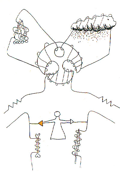Death of a River, Lake Fill Series, Drawing V, Ink and gold paint on paper, Lloyd Godman, 1994