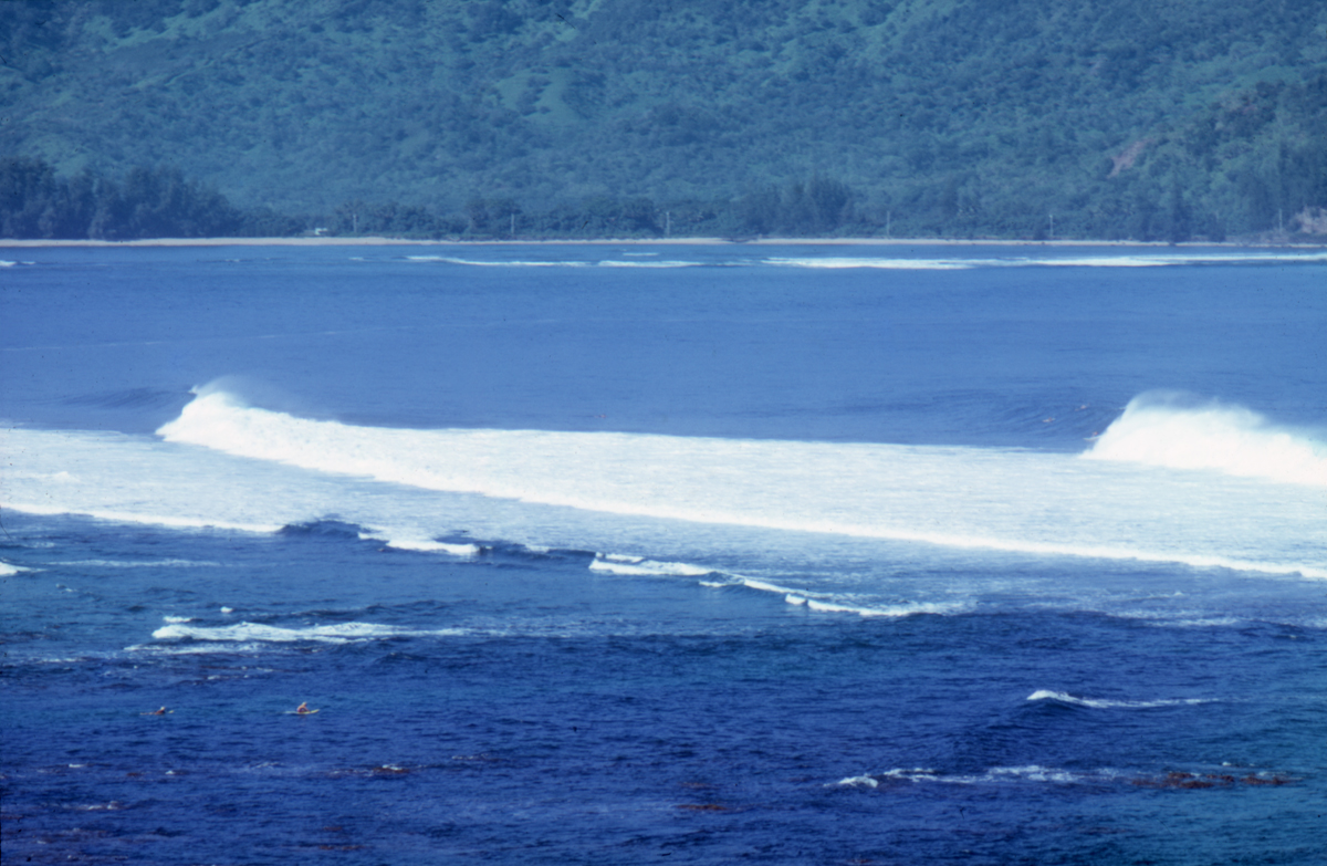 1974 big surf, Hanalei Bay, Lloyd Godman