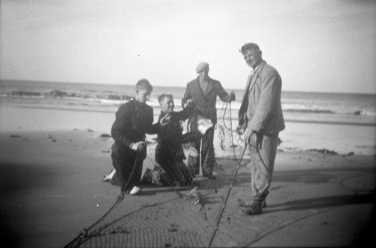 Net fishing Harols Kindley on right Katiki Beach
