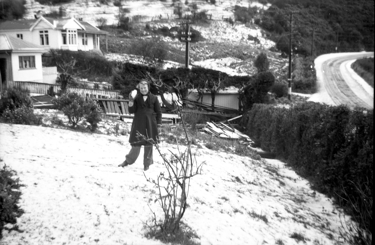 Kate at Burkes - note the snow