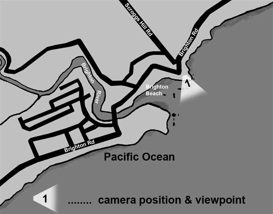 Map of Brighton Bay indicating where the image Resonance I was taken from