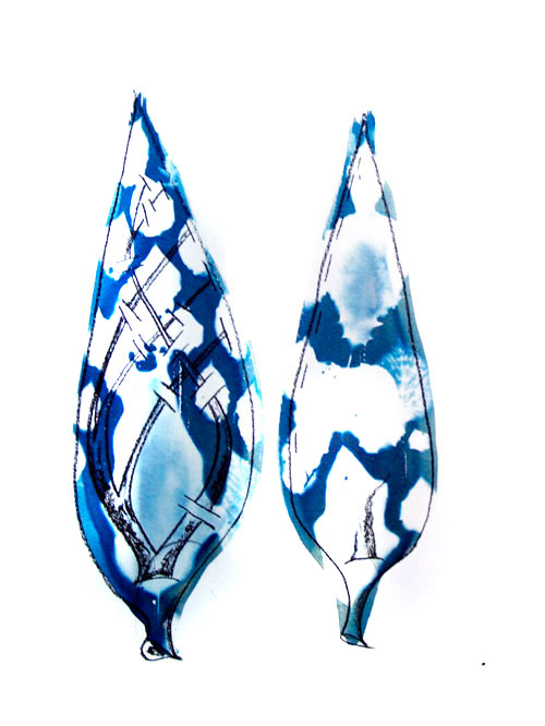 Cyanotype photogram, charcoal on paper 500 X 650mm, Lloyd Godman