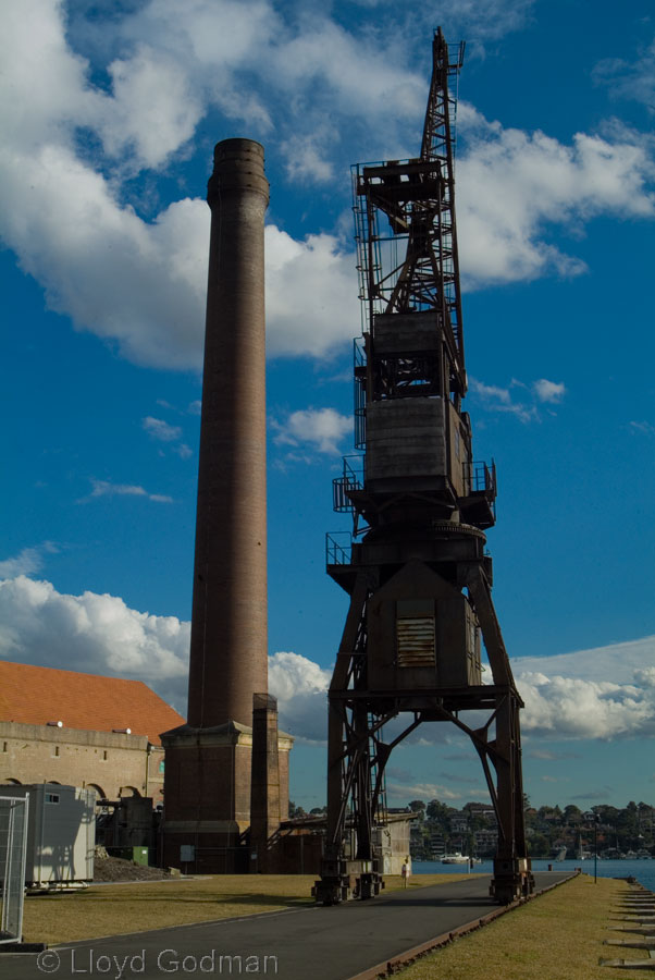 Crane, Chimney, Cockatoo Island, Sydney, Australia